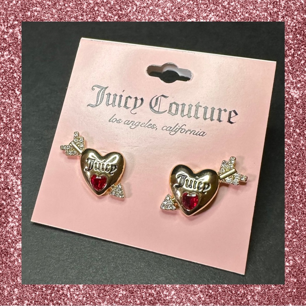 Juicy Couture Gold and Red Heart Earrings ❤️